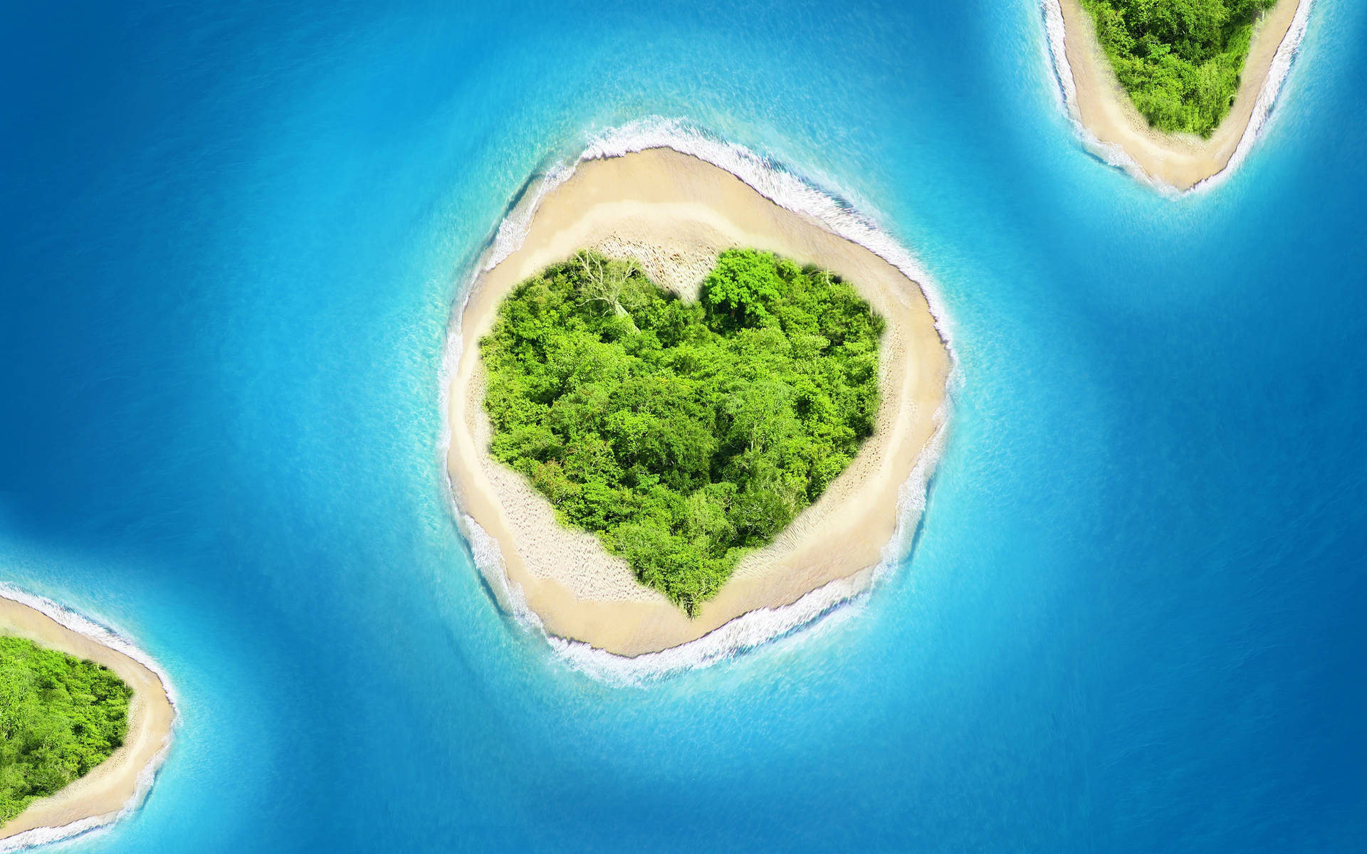 Heart-shaped Island Tropical Desktop Wallpaper