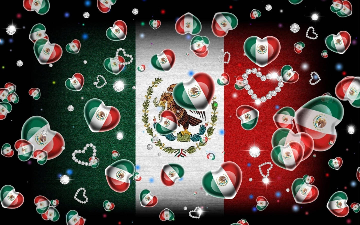 Heart-shaped Mexico Flags Wallpaper