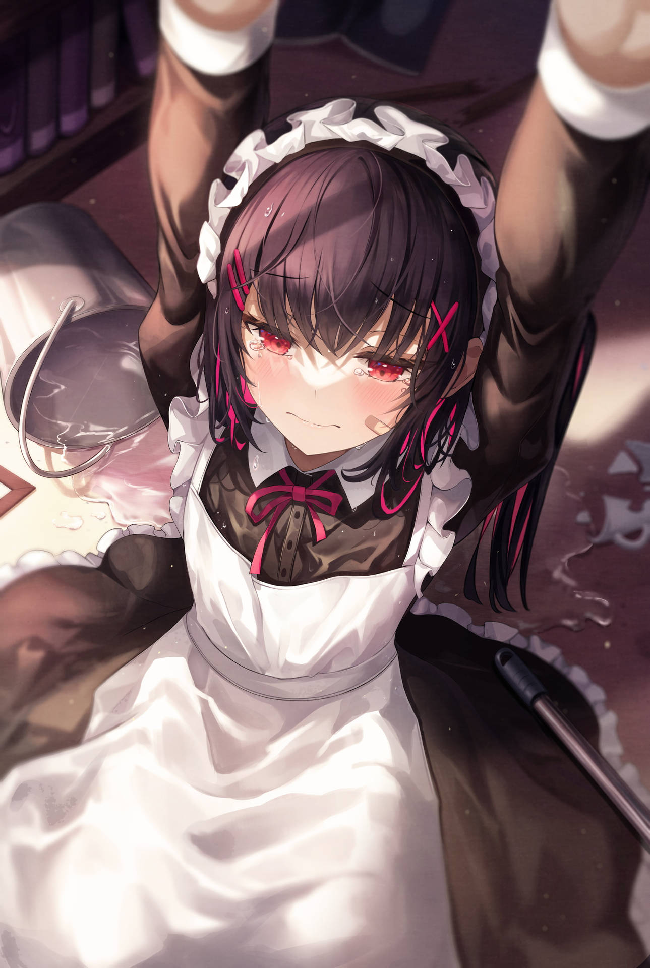 Download free Heart-touching Anime Waifu In Maid Outfit Expressing Emotion  Wallpaper - MrWallpaper.com