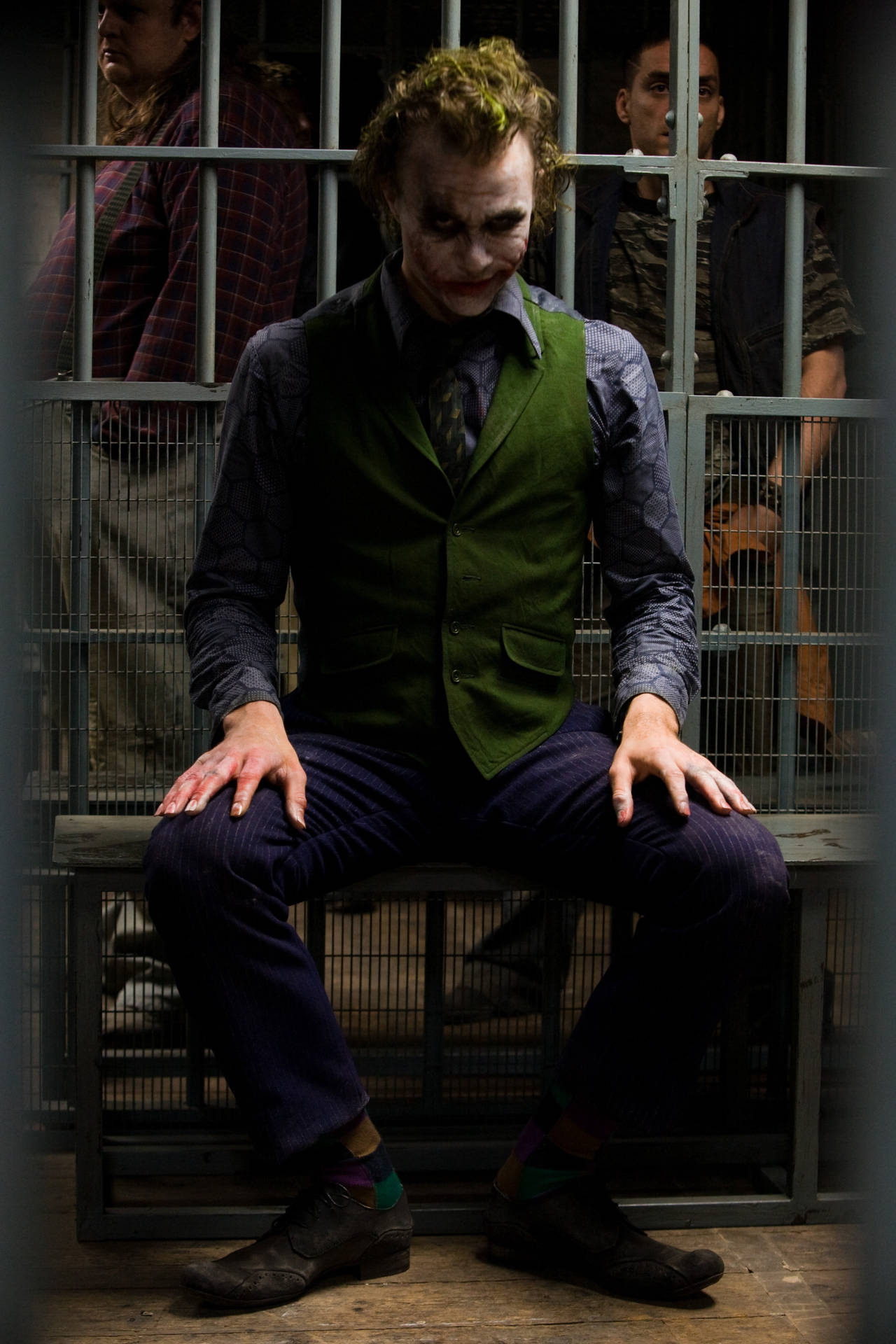 Download free Heath Ledger Joker Prison Scene Wallpaper - MrWallpaper.com