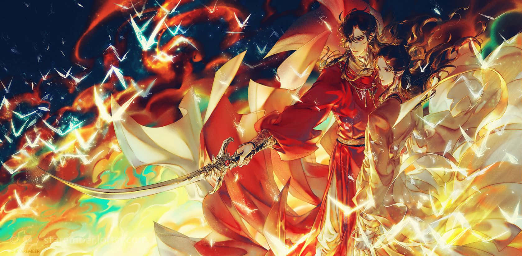 Heaven Officials Blessing Flying Origami Wallpaper