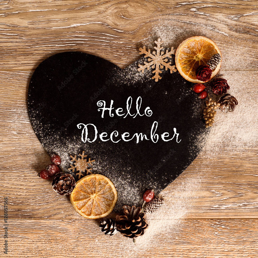 Hello December On Heart-shaped Cake Wallpaper