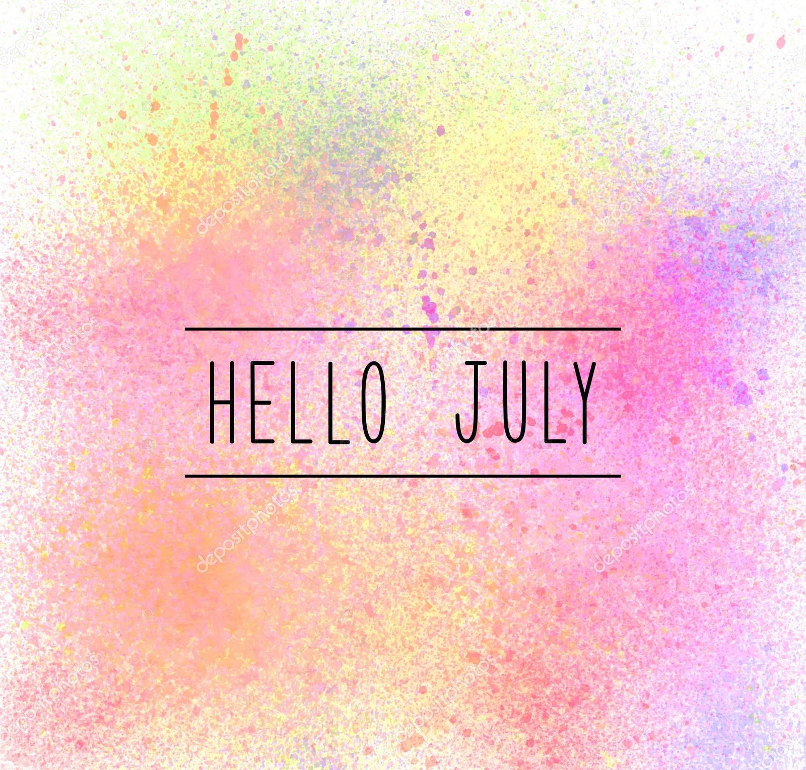 Hello July In Watercolor Poster Wallpaper