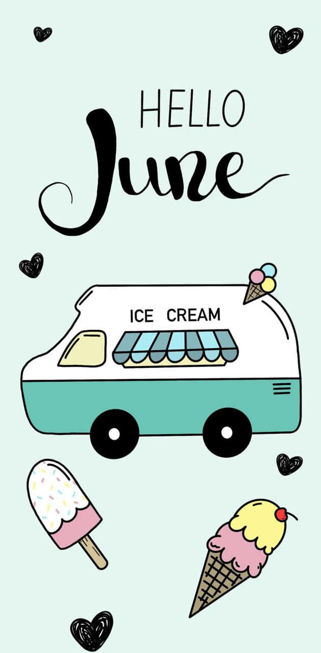 Hello June Ice Cream Truck Wallpaper