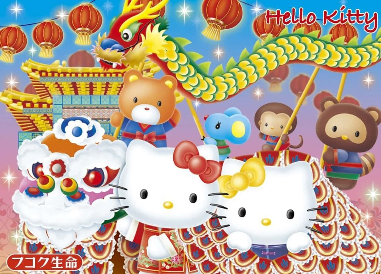 Hello Kitty And Friends Enjoying A Day Out In The Park Wallpaper