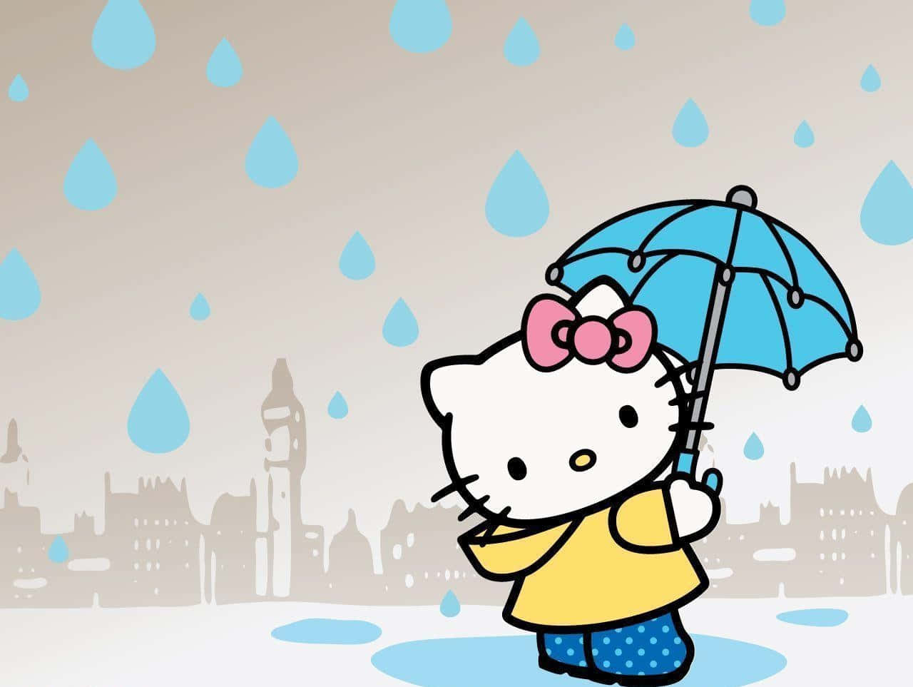 Hello Kitty Laptop Rain City Wallpaper