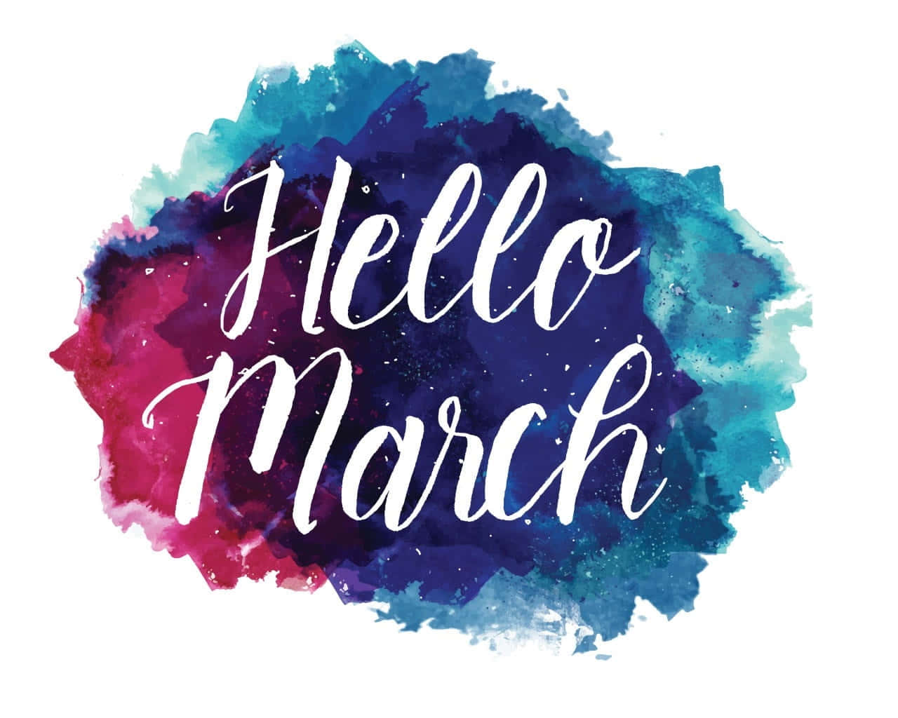 Hello March Watercolor Sky Art Wallpaper