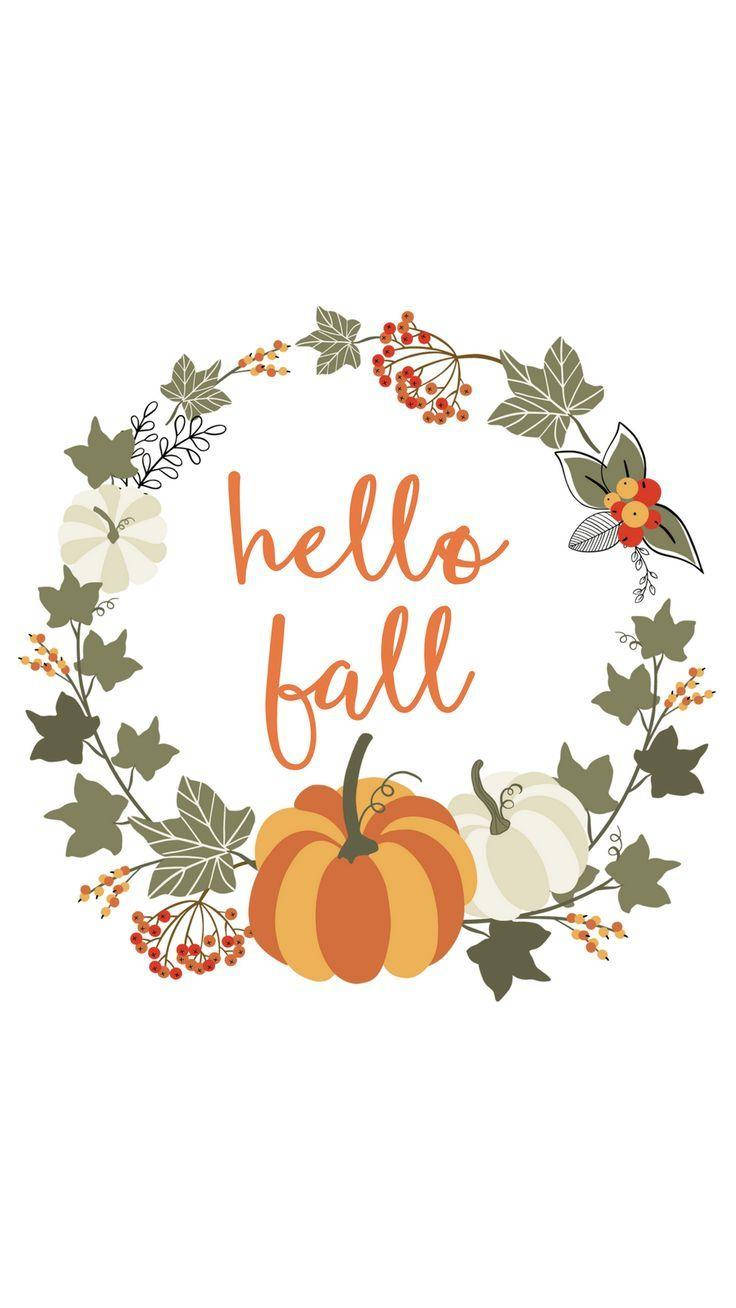 Hello October Autumn Wreath Wallpaper