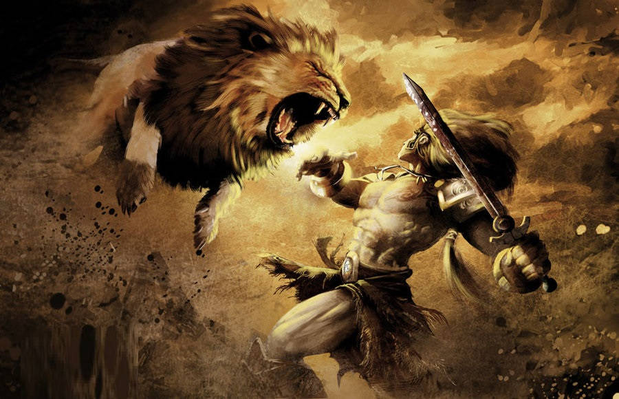 Hercules And A Lion Wallpaper