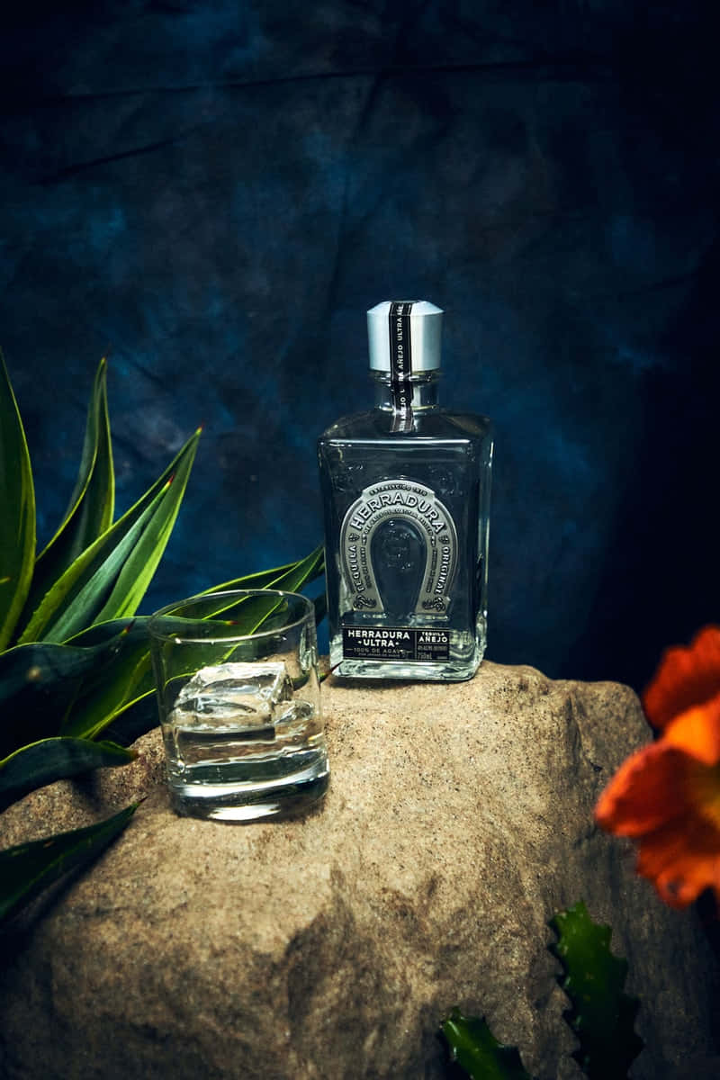 Herradura Ultra Anejo Tequila Bottleand Glass Wallpaper