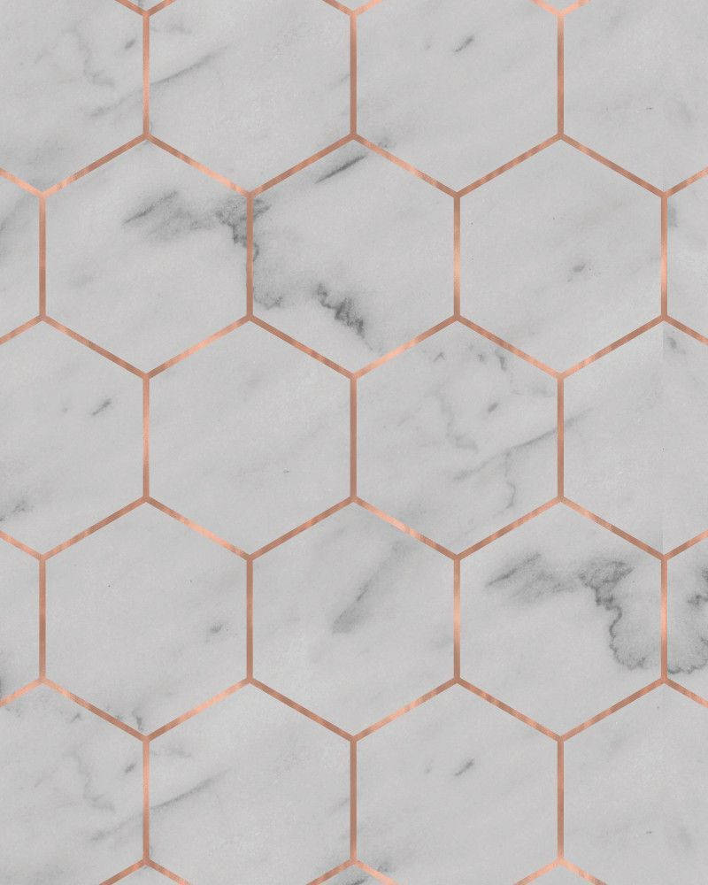 Hexagon Marble White Pattern Wallpaper