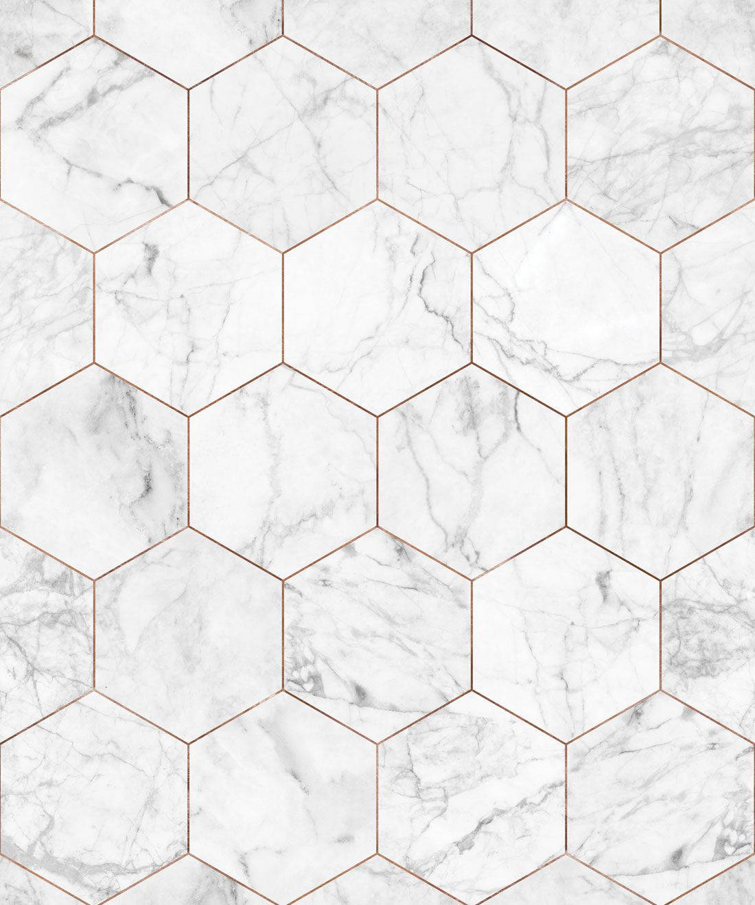 Hexagons On White Marble Wallpaper