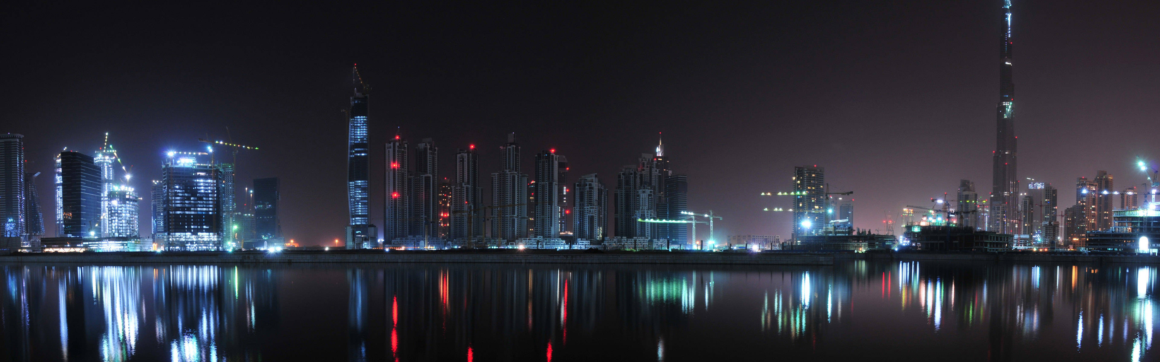 High Resolution Dual Monitor Dubai Skyline Wallpaper
