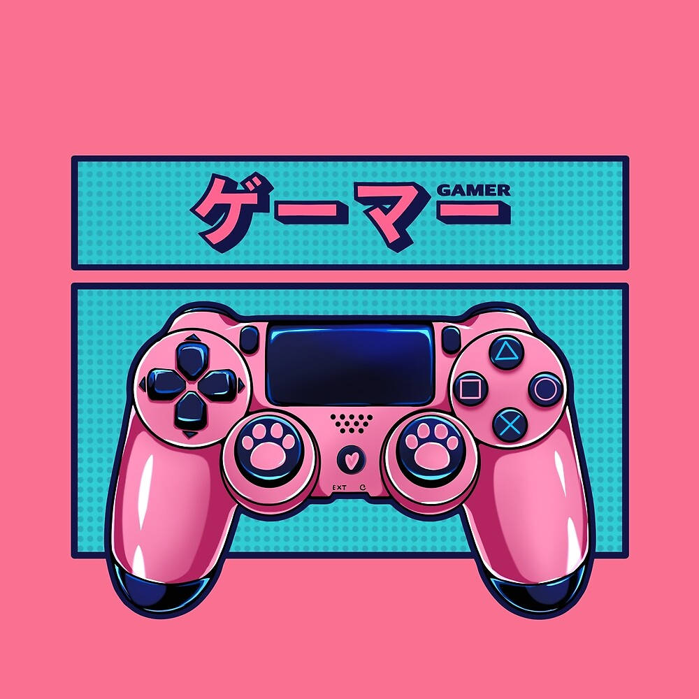 High-tech Pink Kawaii Gaming Desktop Workstation Wallpaper