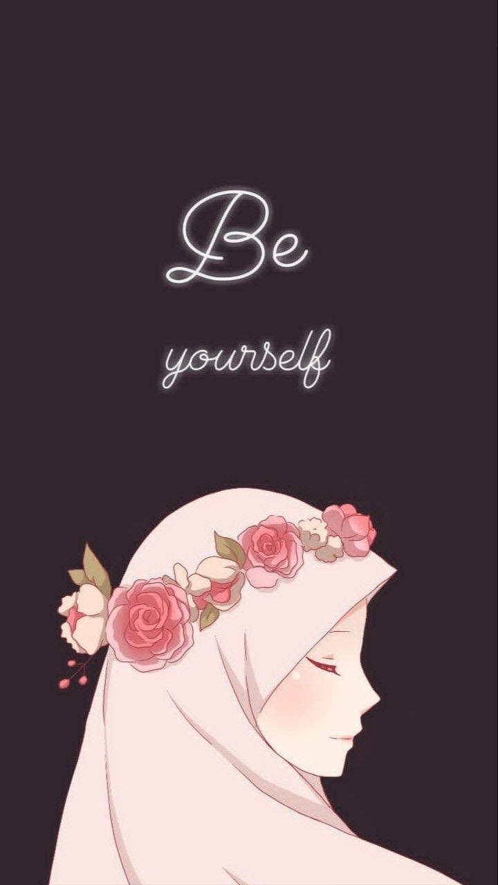 Hijab Cartoon Be Yourself Quote Wallpaper