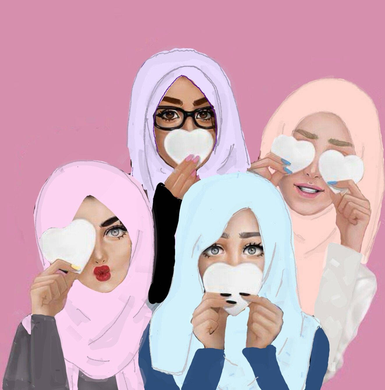 Hijab Girls Graphic Artwork Wallpaper