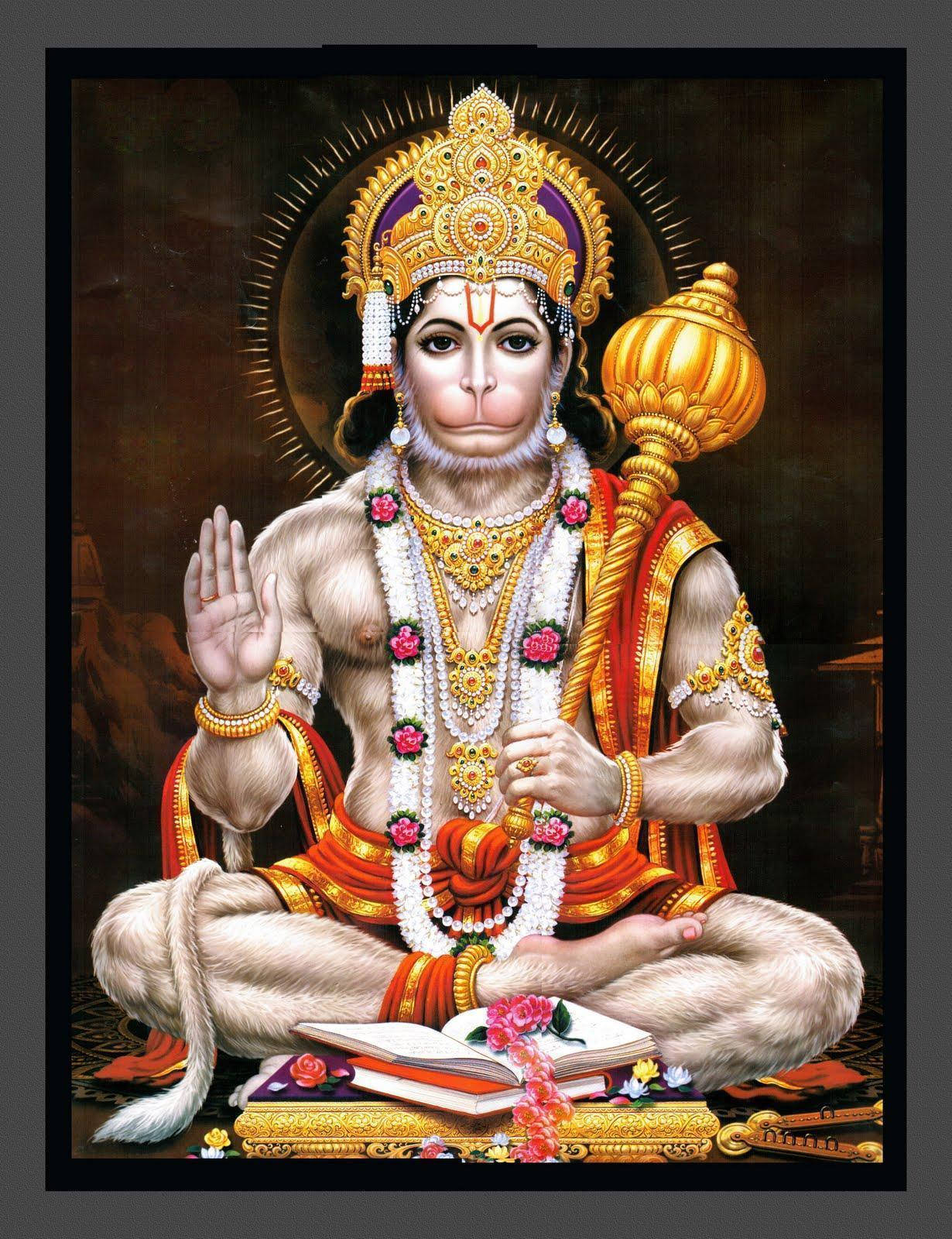 Hindu God Hanuman Sitting Pose Wallpaper