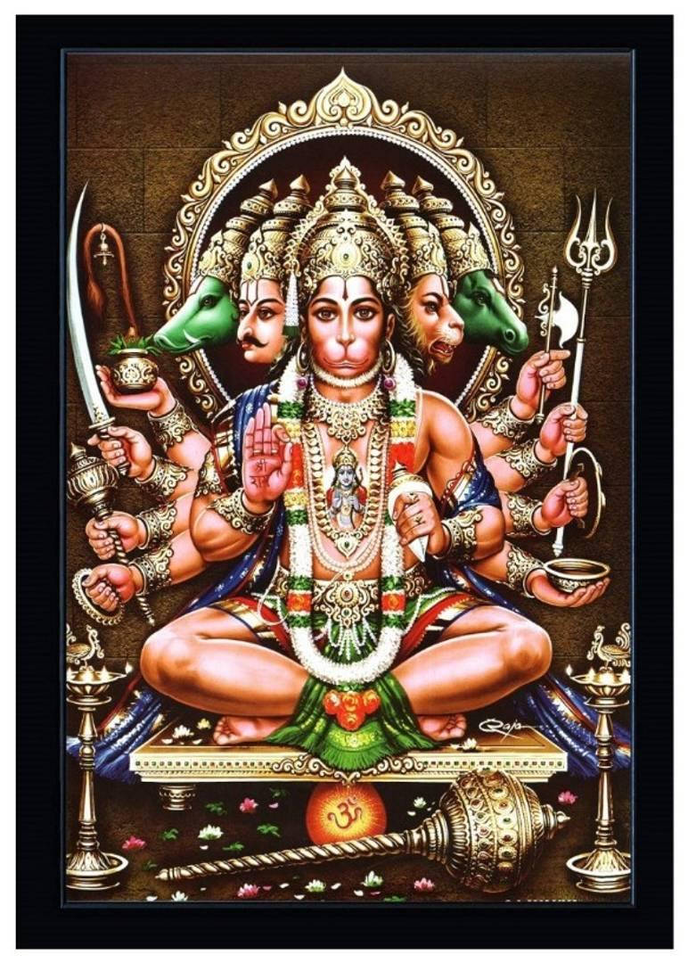 Hindu God Panchmukhi Hanuman In Throne Wallpaper