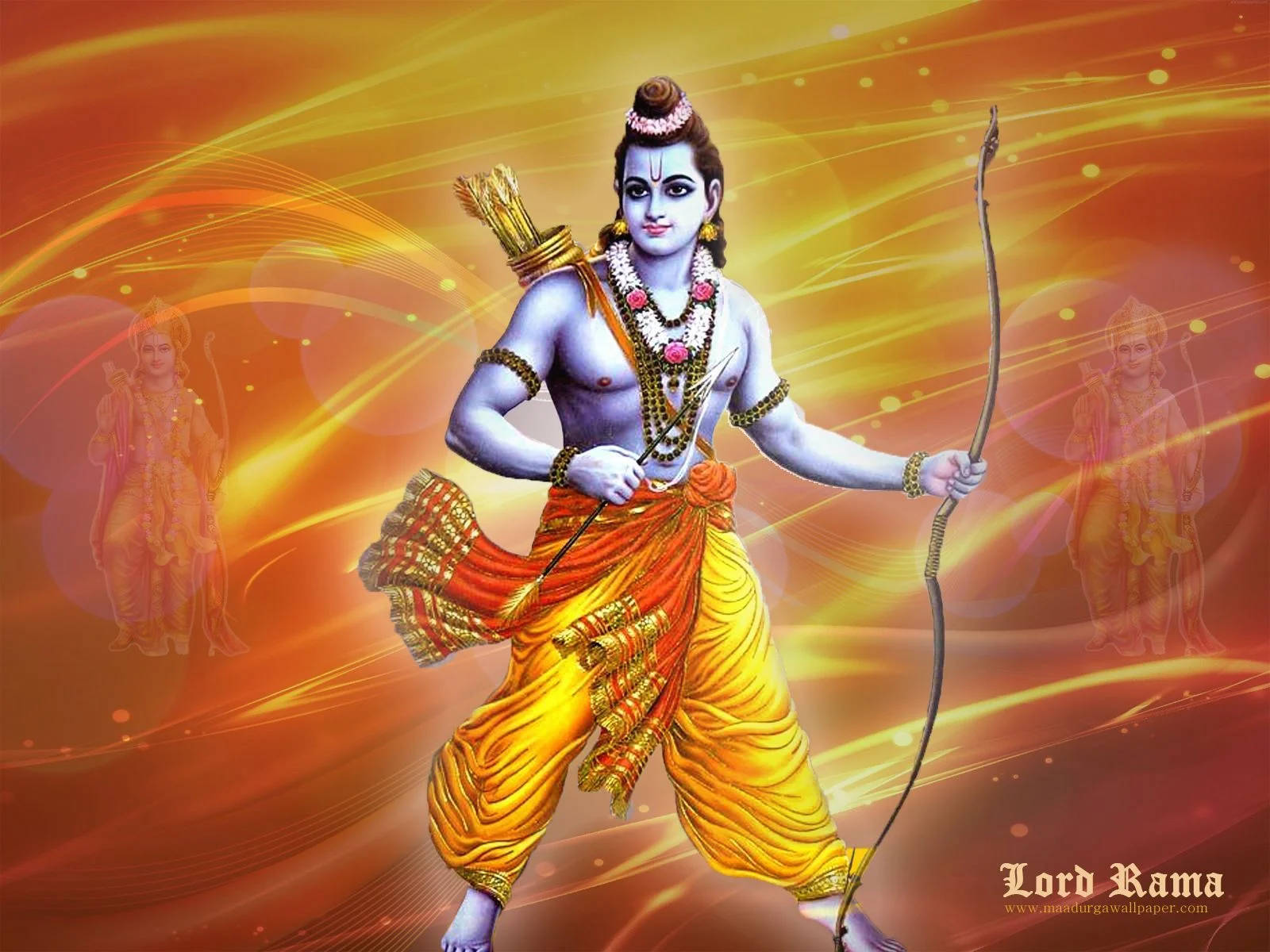 Hindu God Ram Ji In Aesthetic Orange Wallpaper