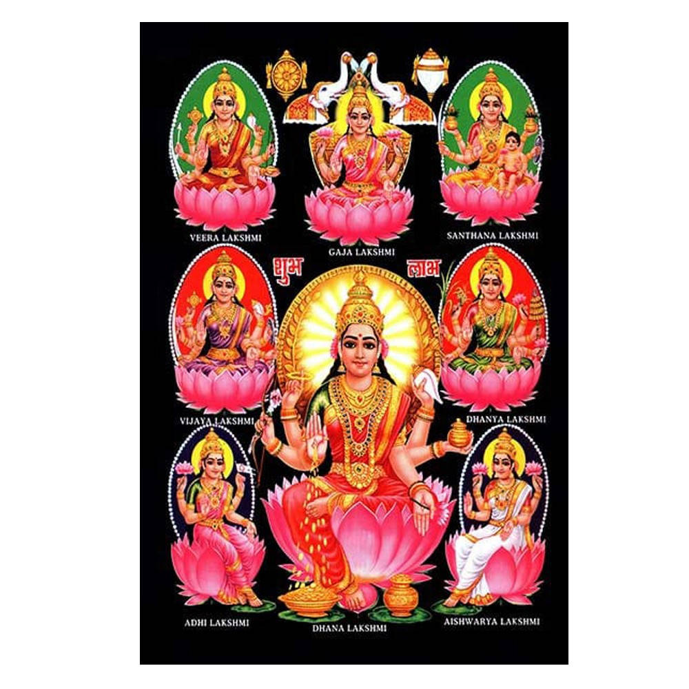 Hindu Goddess Ashta Lakshmi Dark Aesthetic Background Wallpaper