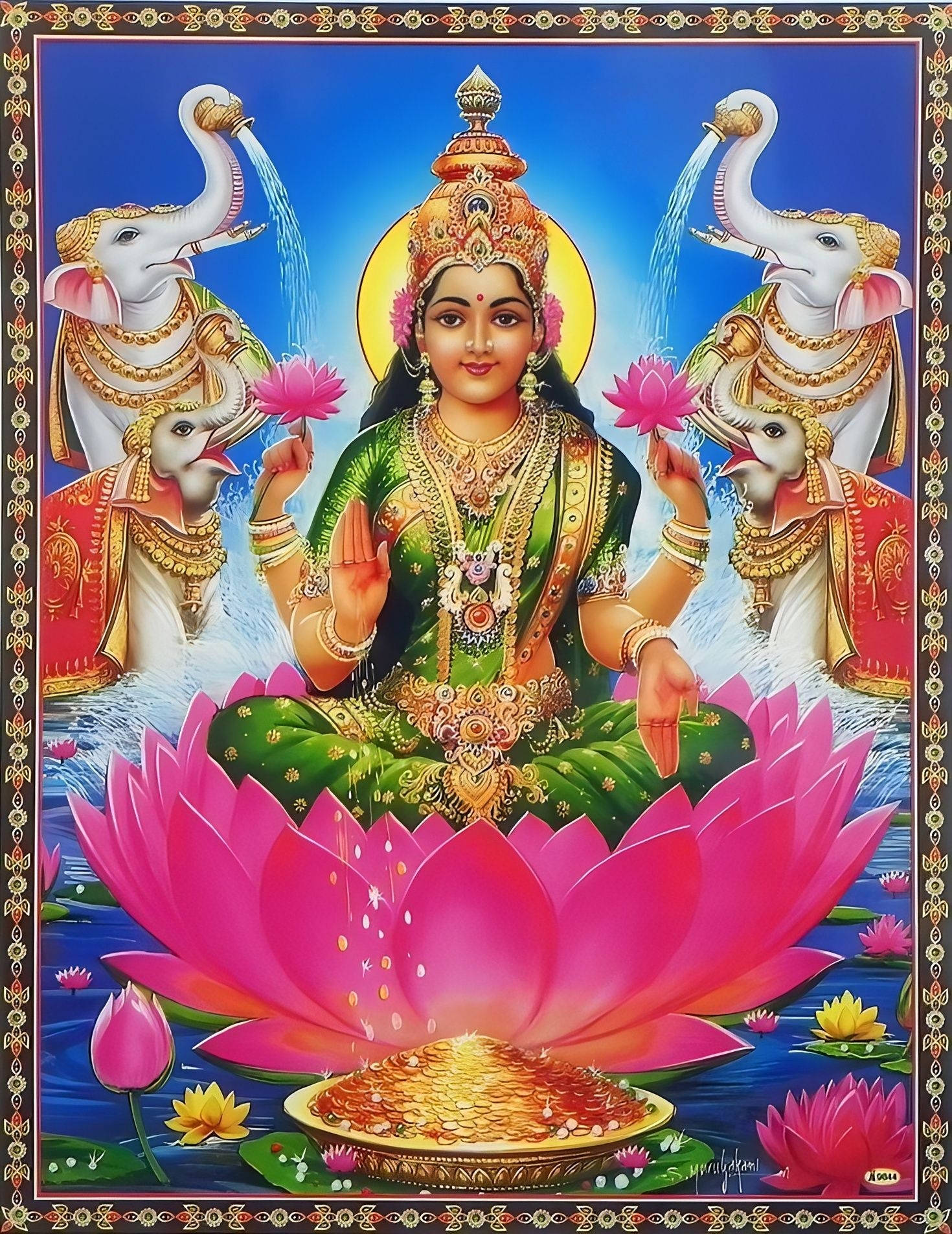 Hindu Goddess Gaja Ashta Lakshmi Wallpaper