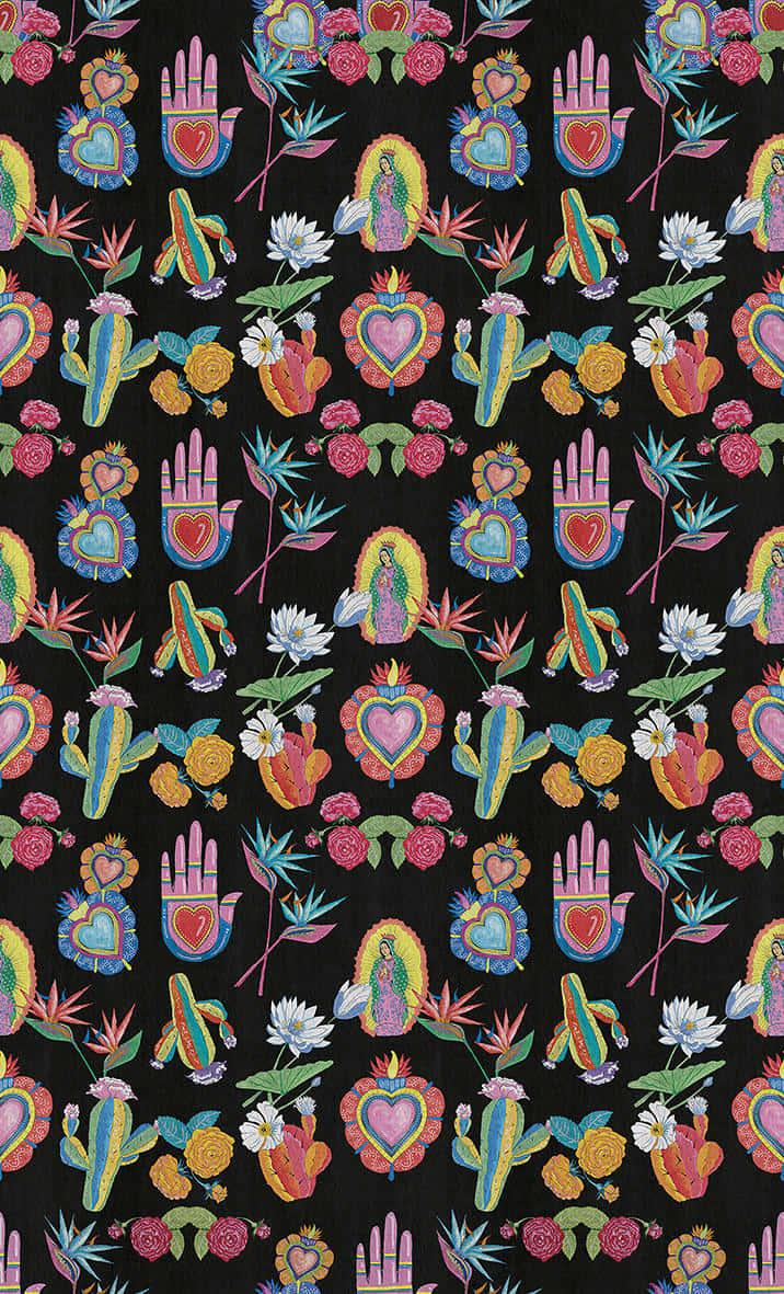 Hispanic Folk Pattern Wallpaper