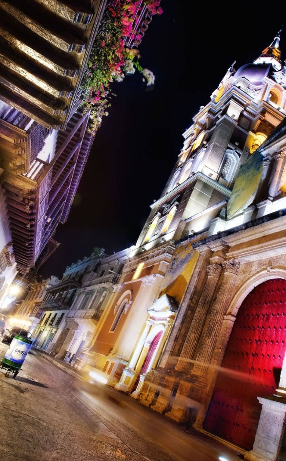 Historical Cartagena Building Illuminated At Night Wallpaper