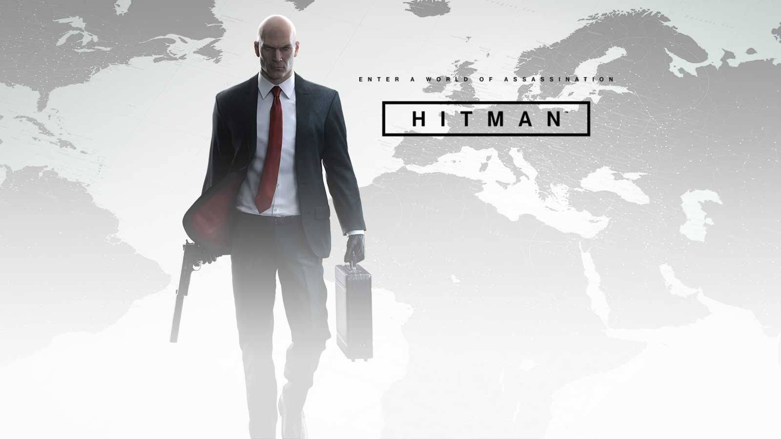 Hitman With World Map Background Wallpaper