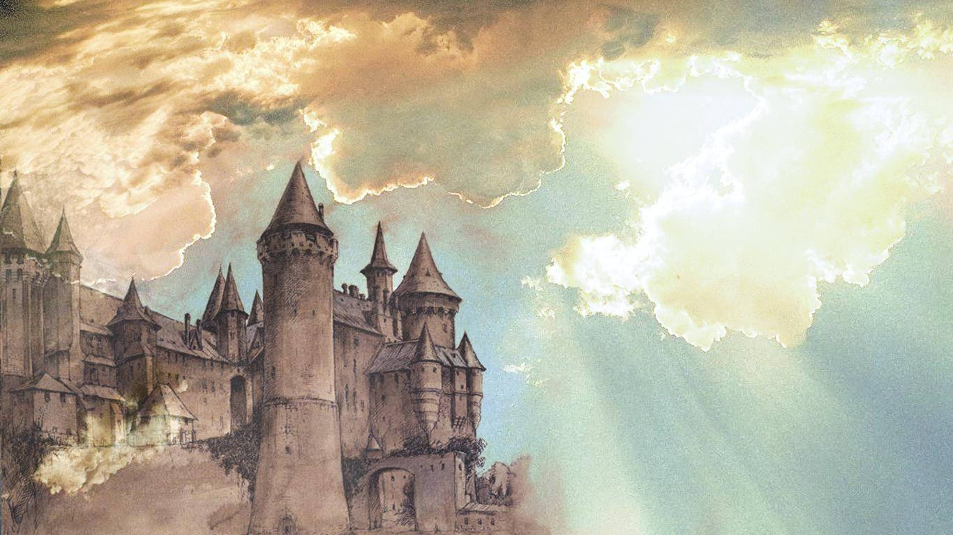 Hogwarts With Sunrays Hp Aesthetic Wallpaper