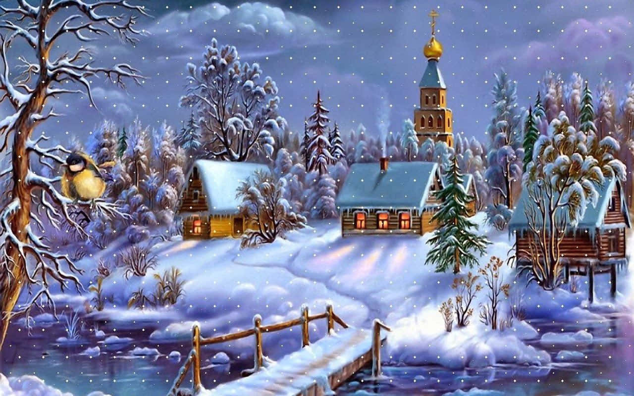 Holiday Magic Captured In A Remote Christmas Village Wallpaper