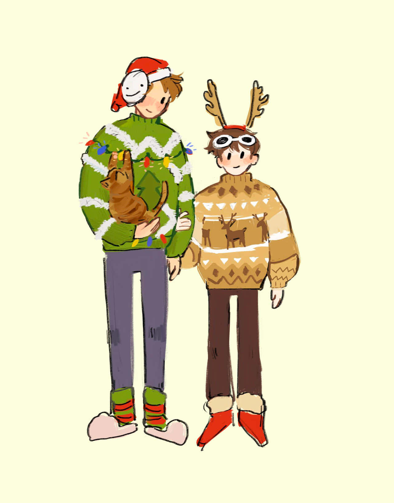 Holiday Sweater Friends Illustration Wallpaper