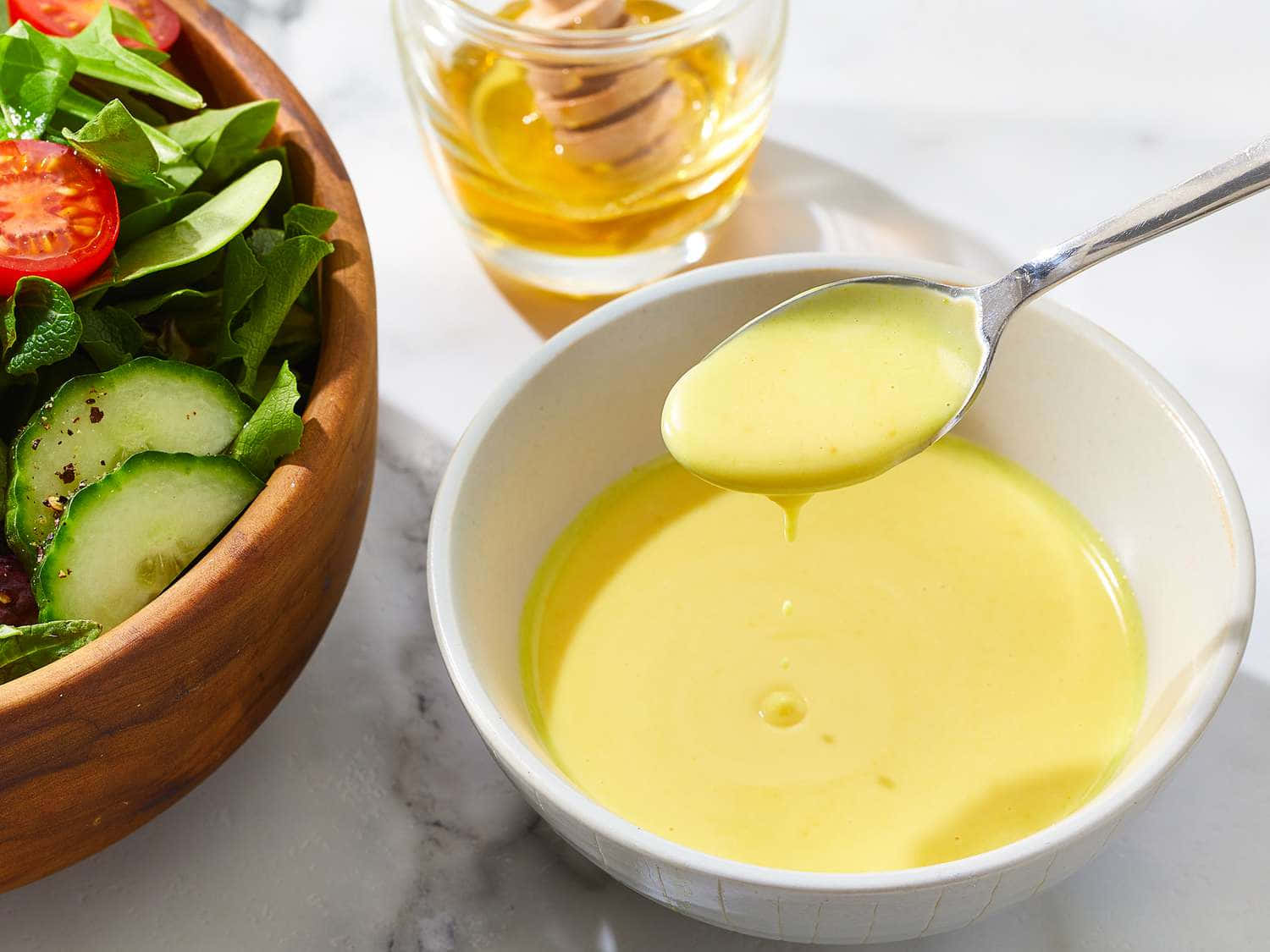 Honey Mustard Dressing Salad Preparation Wallpaper