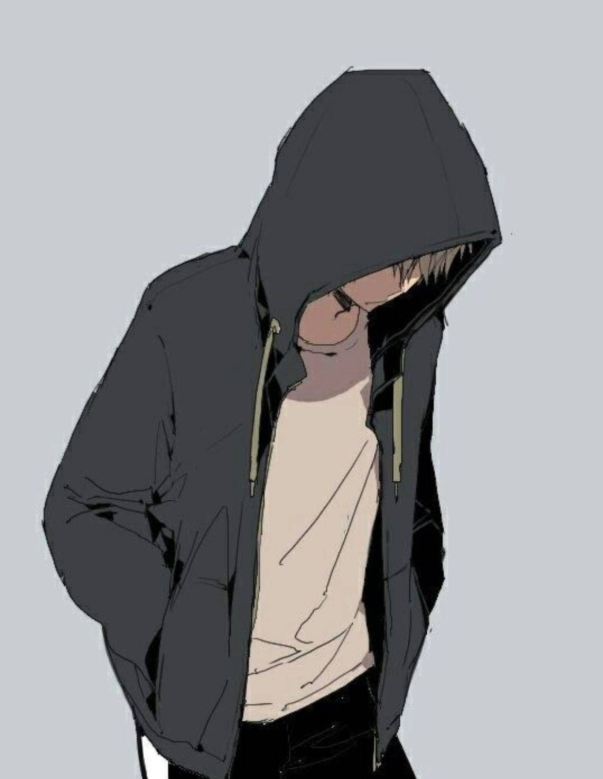 Hooded Anime Boy Sad Aesthetic Wallpaper
