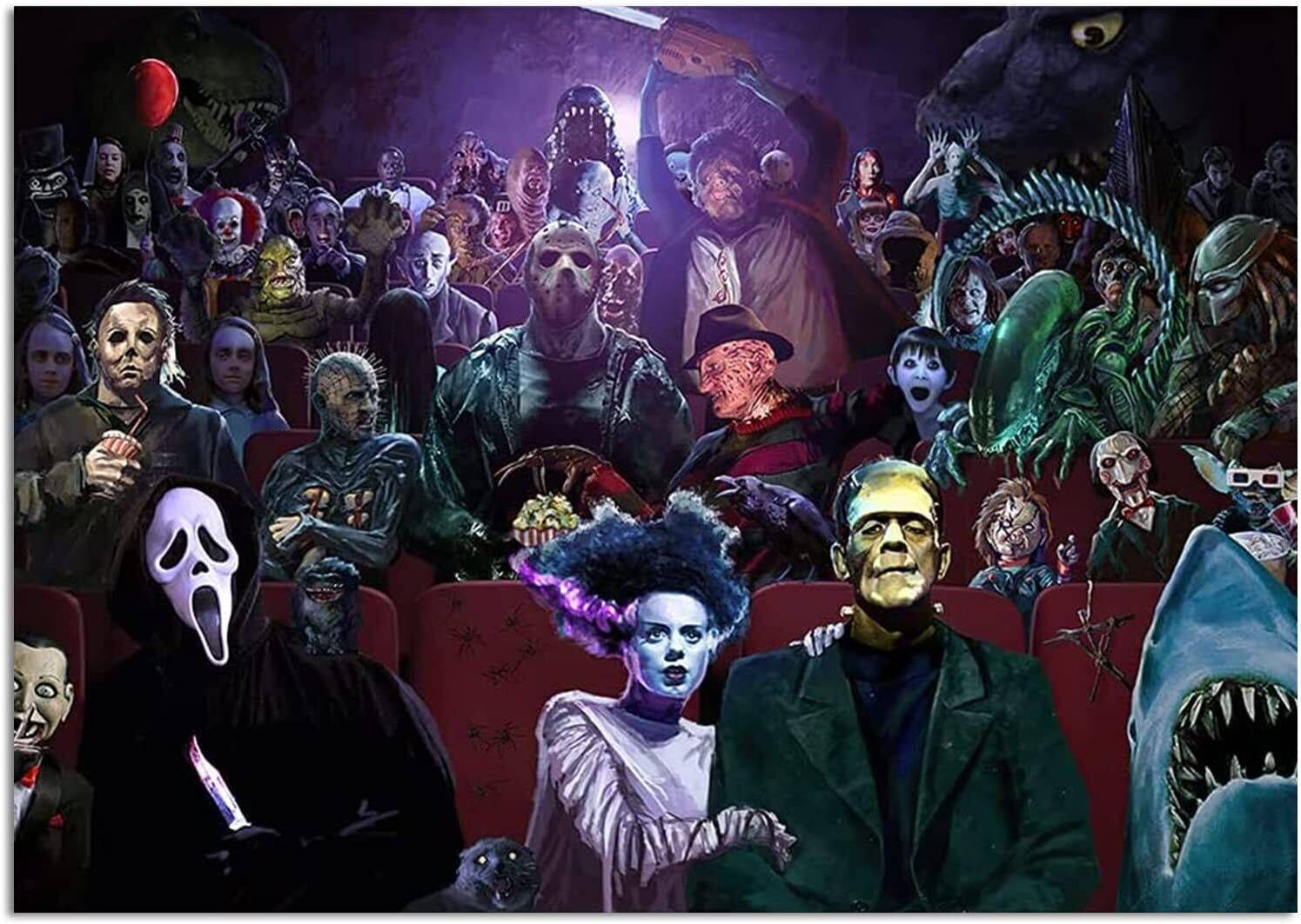 Horror Movie Collage Iconic Characters Wallpaper