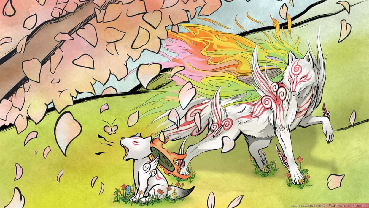 Horse And Dog Okami Hd Wallpaper