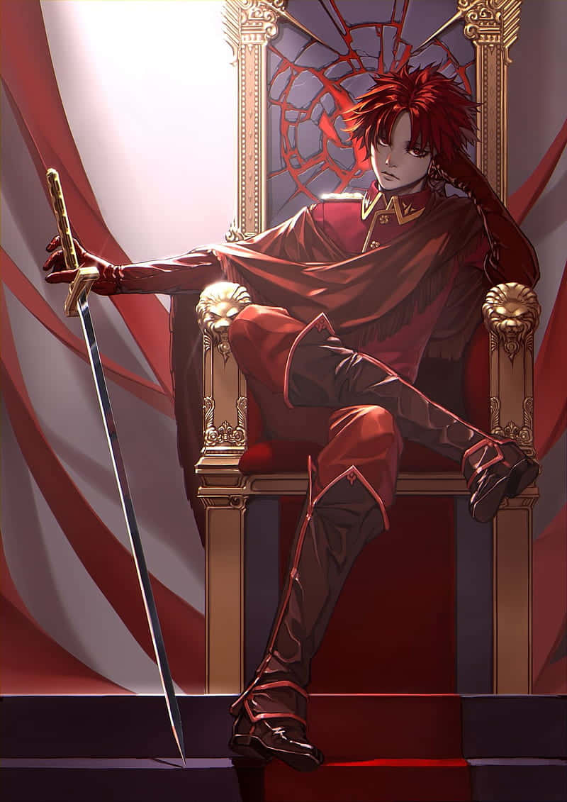 Hot Anime Red Boy Throne Wallpaper