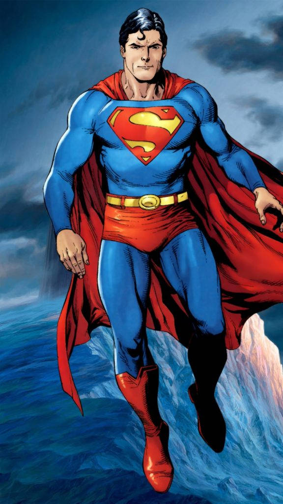 Hovering Comic Superman Iphone Wallpaper