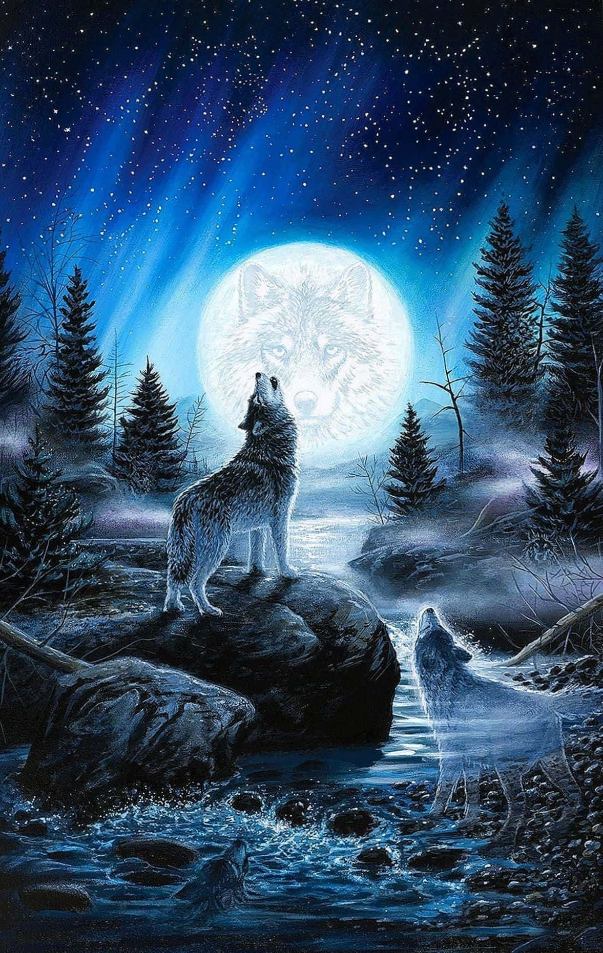 Howling At The Full Wolf Moon Wallpaper