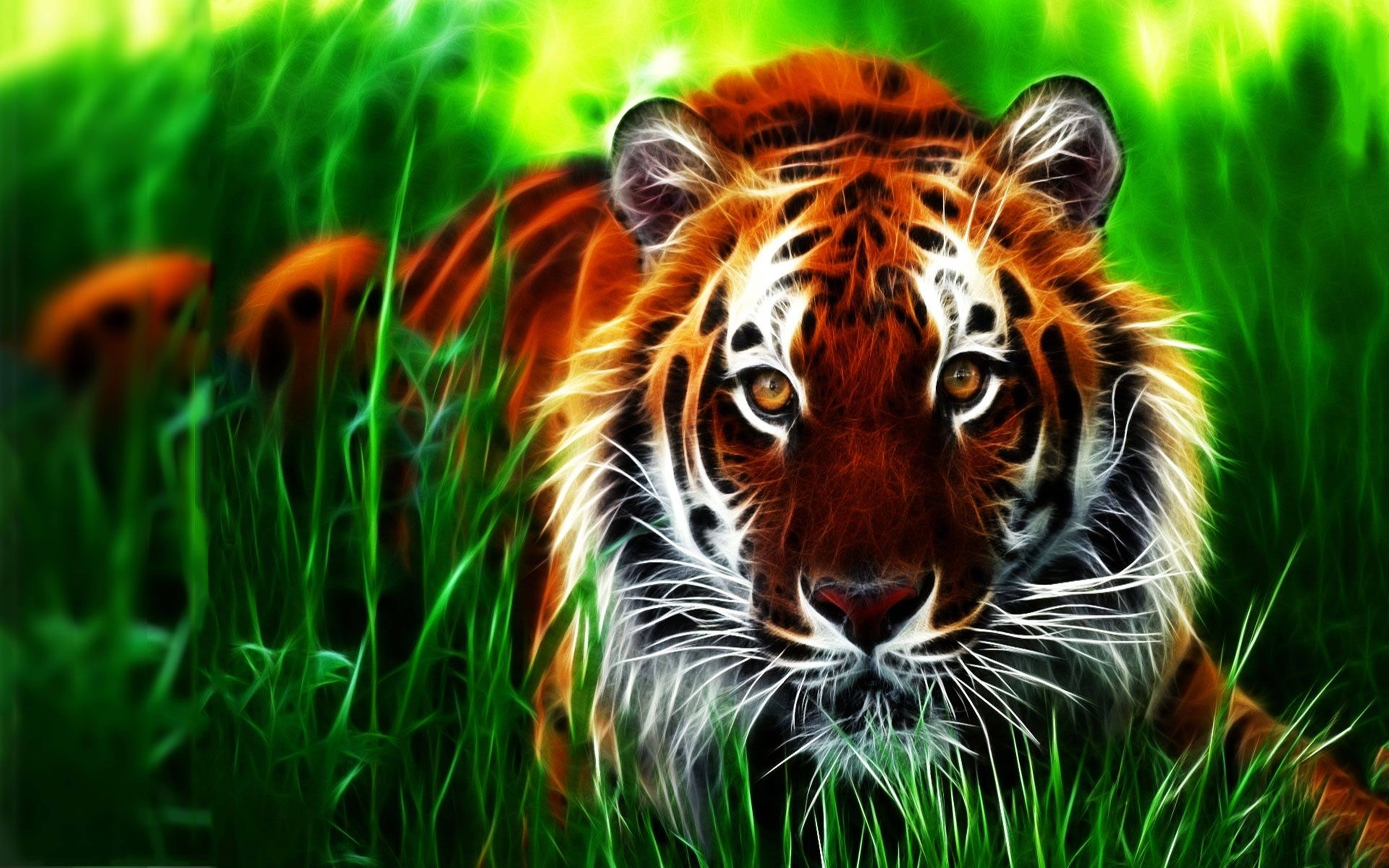 Hunting Master 8k Tiger Uhd Neon Wallpaper