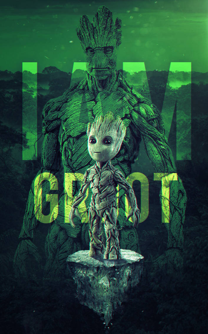 I Am Groot Green Wallpaper