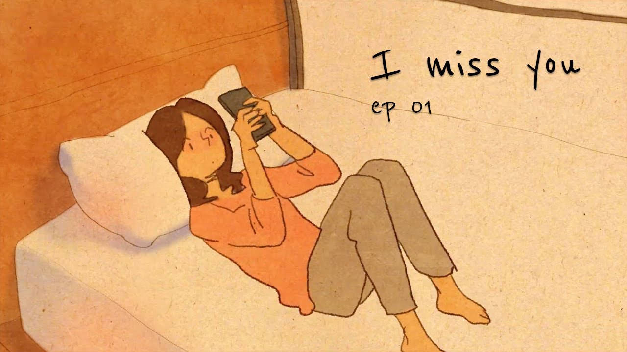 I Miss You Animated Girl Wallpaper