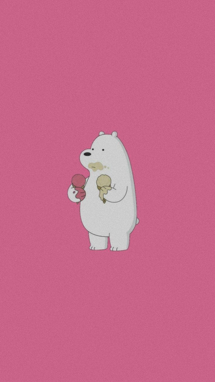 Ice Bear Cartoon Smeared With Ice Cream Wallpaper