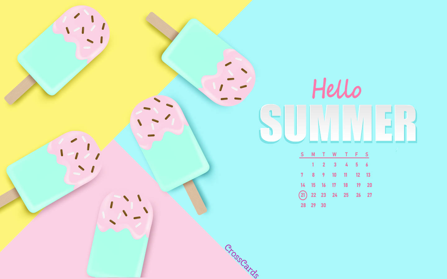 Ice Cream Bars June Calendar Wallpaper