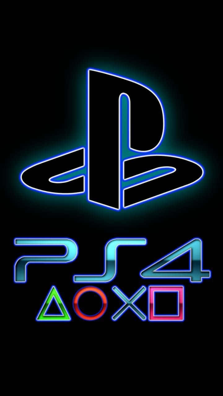 Iconic Cool Ps4 With Vibrant Controller Icons And Shining Logo Wallpaper