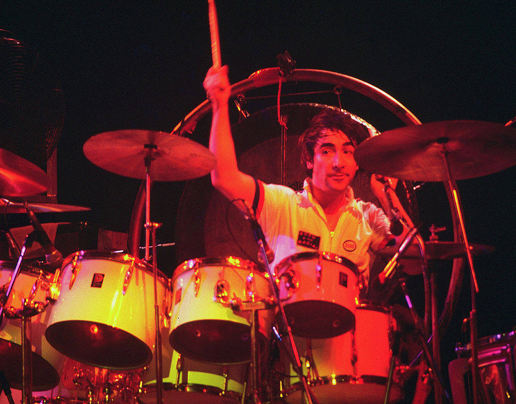 Iconic English Drummer Keith Moon Of The Who In A Dramatic High-resolution Image Wallpaper