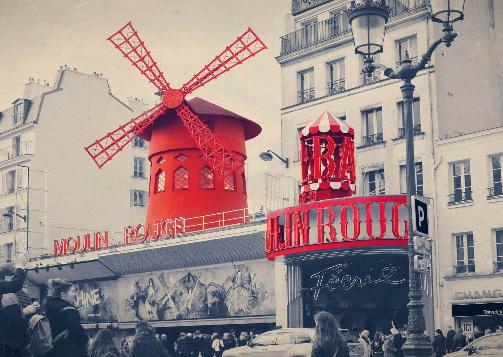 Iconic Moulin Rouge Windmill Wallpaper