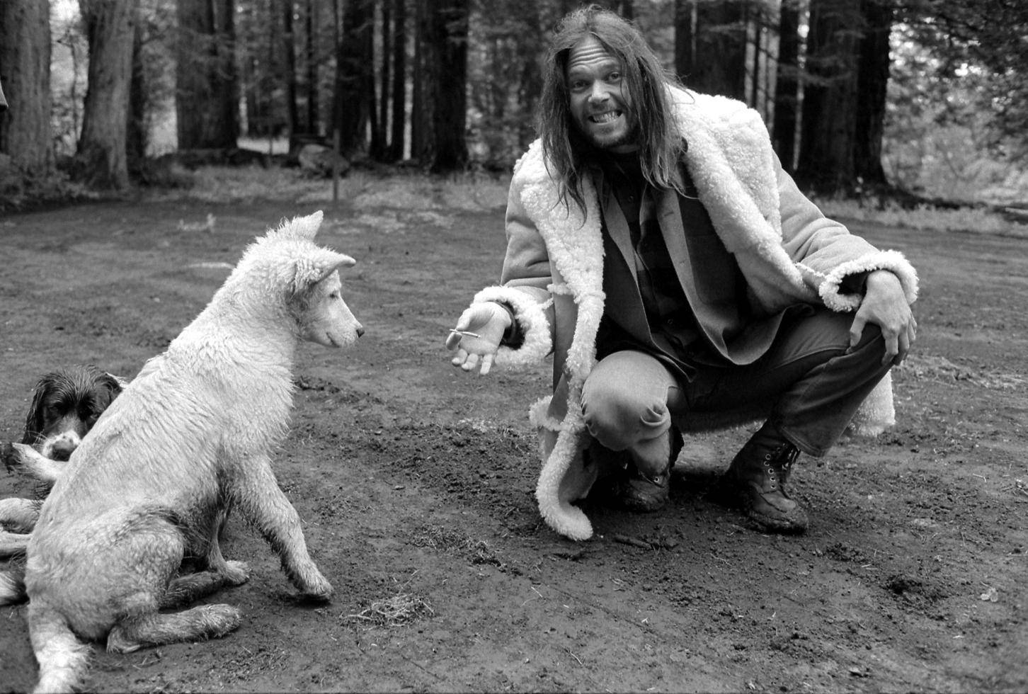 Iconic Music Legend - Neil Young In Monochrome Wallpaper