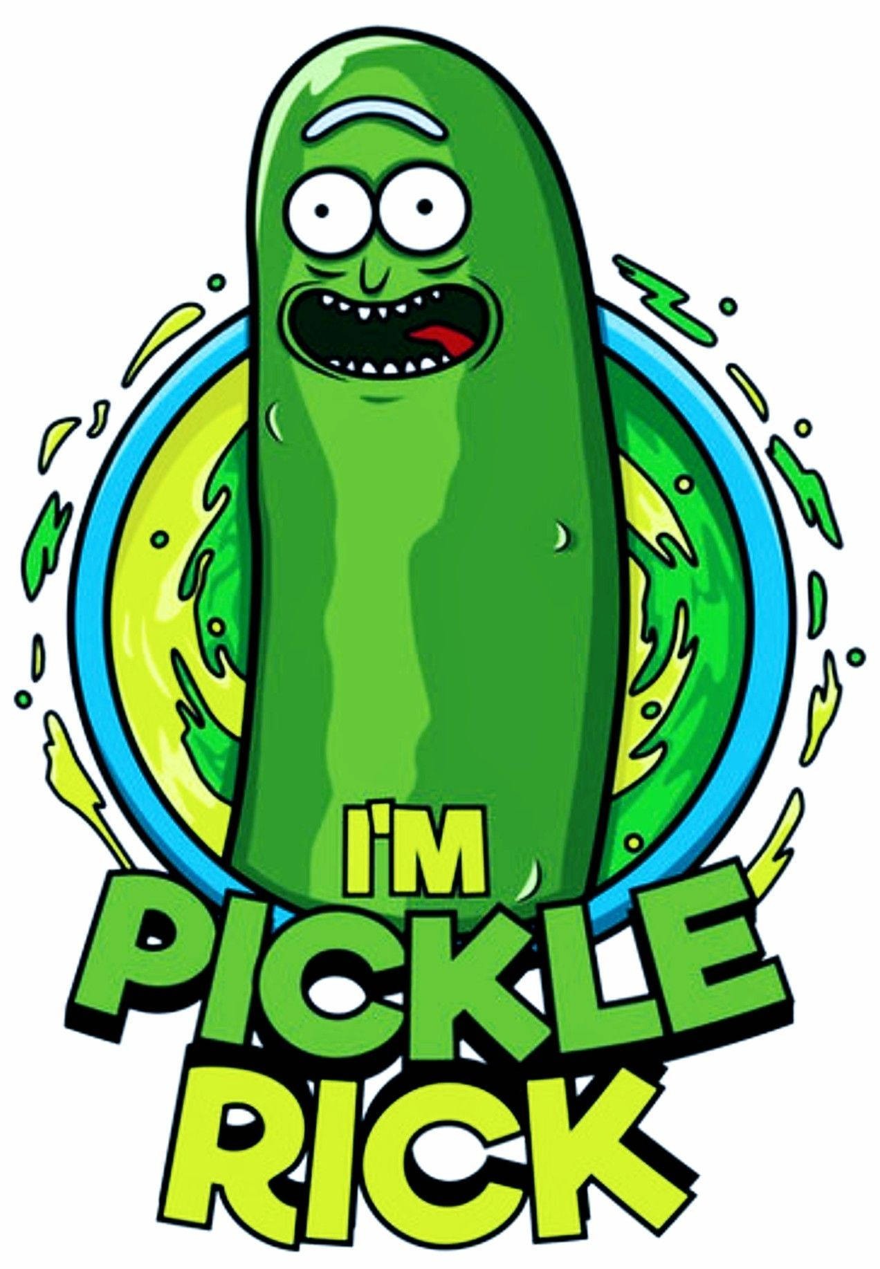 Iconic Pickle Rick From The Animated Series, Rick And Morty, Encased In A Circle. Wallpaper