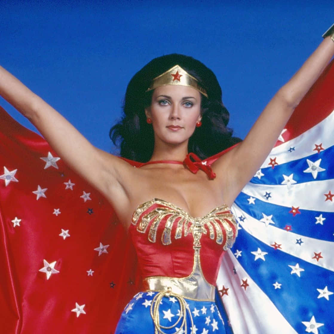 Iconic Wonder Woman Pose Wallpaper