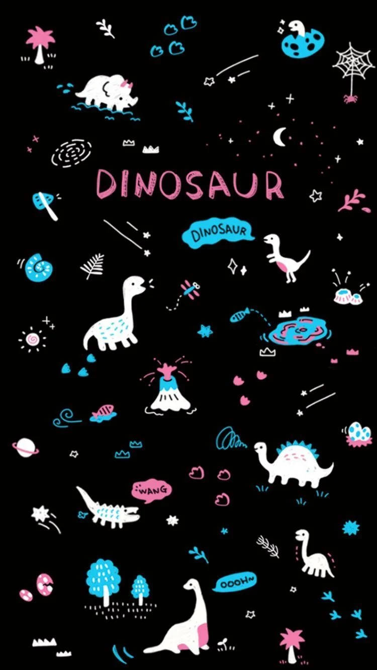 Icons Of Different Dino Kawaii Iphone Wallpaper